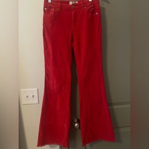 Free People Red Flare Pants